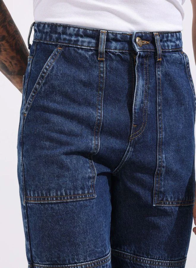 The Indian Garage Co  Men Regular Fit Solid Patch Pocket Mid-Rise Jeans for Men | Best Price UAE